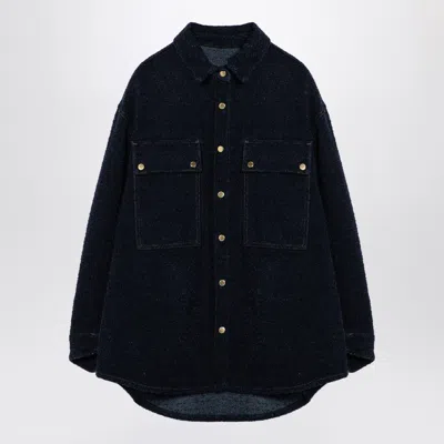 Darkpark Blue Over Shirt In Bouclé Denim In Gold