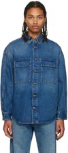 Darkpark Blue Warren Denim Shirt In Medium Wash W053