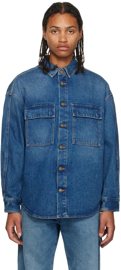 Darkpark Blue Warren Denim Shirt In Medium Wash W053