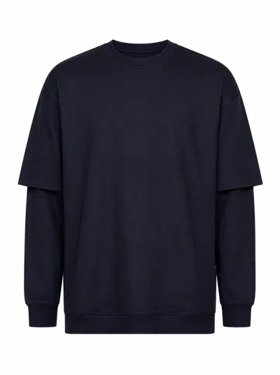 Darkpark Blue Wool Layered Design Sweater