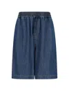 Darkpark Drawstring Denim Shorts In Blue