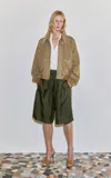 Darkpark Brad Printed Silk Jogger Shorts In Brown