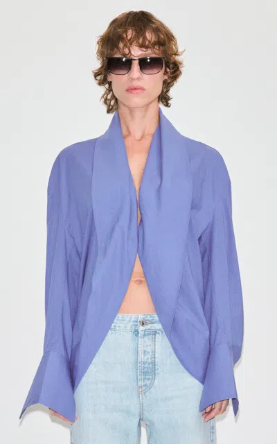 Darkpark Bria Long Sleeve Cotton Shirt In Blue