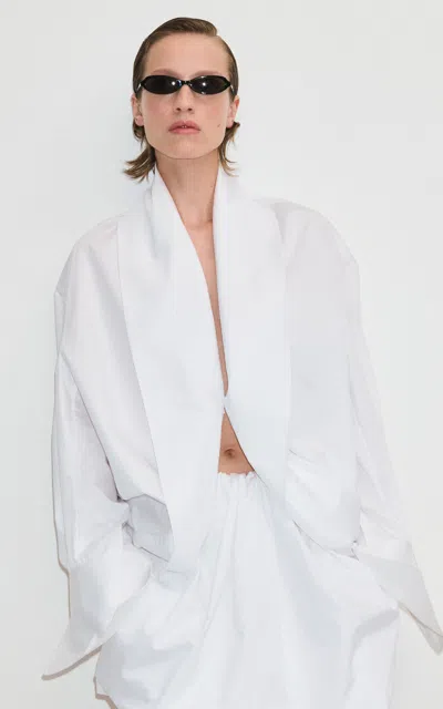 Darkpark Bria Long Sleeve Cotton Shirt In White
