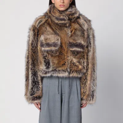 Darkpark Kayle Cropped Faux-fur Jacket In Brown | ModeSens