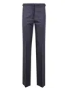 Darkpark Tailored Wool Pants With Pleats And Pockets In Blue
