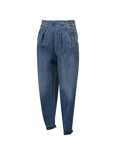 Darkpark Button-embellished Pleated Jeans In Animal Print