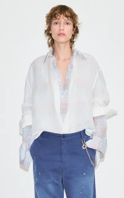 Darkpark Camelia Layered Cotton-silk Shirt In White