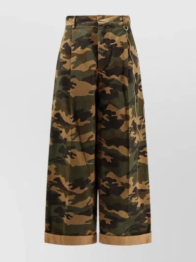 DARKPARK CAMOUFLAGE COTTON WIDE-LEG TROUSERS