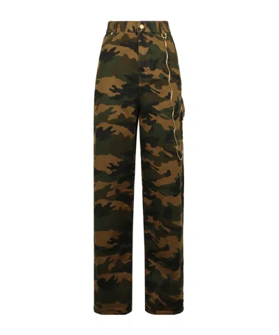 Darkpark Camouflage Print Casual Pants In Burgundy