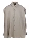 Darkpark Striped Cape Shirt Collared Neck In Neutrals