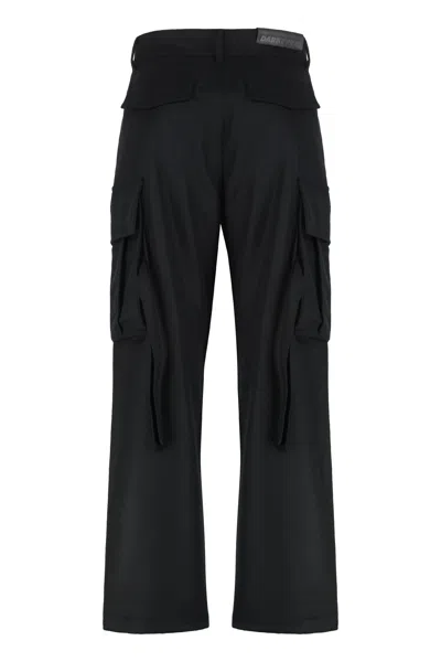 Darkpark Cargo Pants In Wool, Straight Fit With Flap Pockets In Black