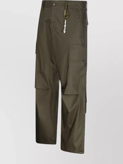 Darkpark Cargo Pocket Wide Leg Trousers In Green