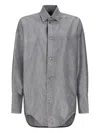 Darkpark Carla Oversized Metallic Denim Shirt In Gray