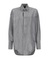 Darkpark Carla Oversized Metallic Denim Shirt In Gray