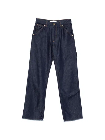 Darkpark Carpenter Frayed-hem Jeans In Blue