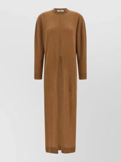 Darkpark Cashmere Merino Wool Knotted Long Sweater In Brown