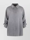 Darkpark Casual Denim Shirt Adjustable Cuffs In Gray