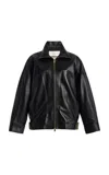 Darkpark Celine Plonge Leather Aviator Bomber Jacket In Black