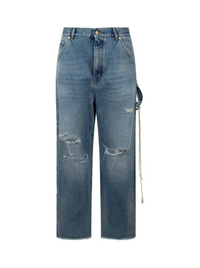 Darkpark Chain Adorned Loose Fit Carpenter Denim Lisa Jeans In Blue