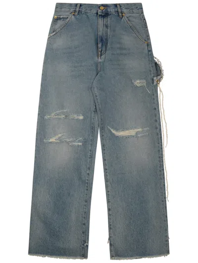 Darkpark Chain Adorned Loose Fit Carpenter Denim Lisa Jeans In Blue