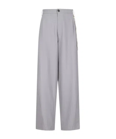 Darkpark Chain Adorned Wide Leg Wool Pants In Gray