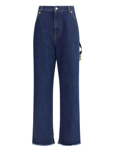 DARKPARK CHAIN-EMBELLISHED FRAYED JEANS