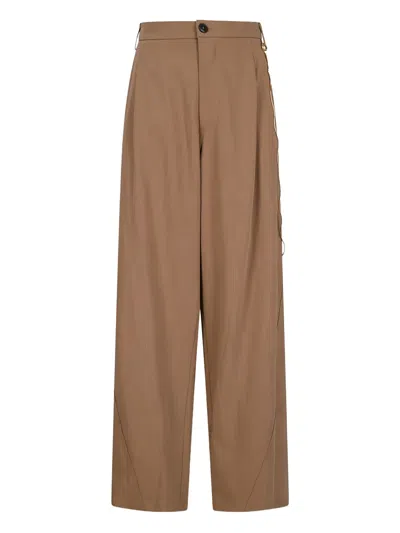 Darkpark Chain-embellished Pleated Trousers In Brown