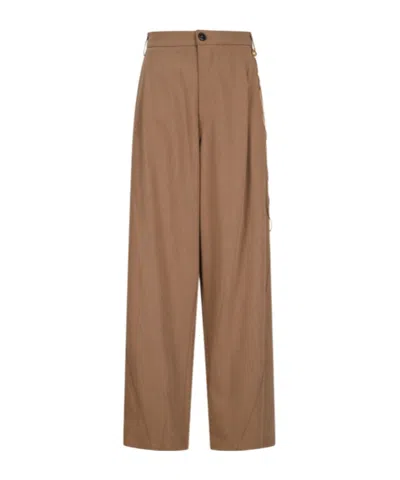 DARKPARK CHAIN-EMBELLISHED PLEATED TROUSERS