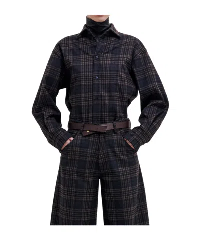 Darkpark Check Button-up Shirt In Black
