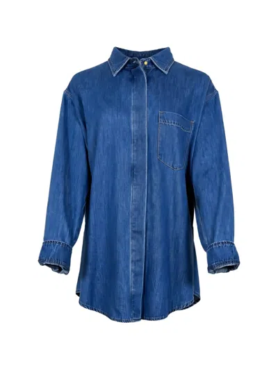 Darkpark Chest-pocket Denim Shirt In Blue