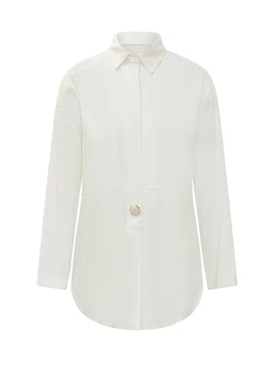 Darkpark Chic Jacket Shirt With Button Pocket In White