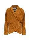 Darkpark Cindy Suede Belted Jacket Asymmetric Lapel In Brown