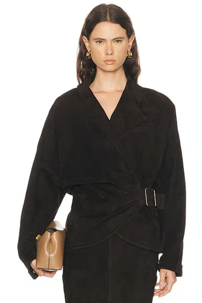 Darkpark Cindy Suede Contour Jacket In Brown