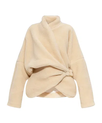 Darkpark Cindy Wrap Shearling Coat In Brown