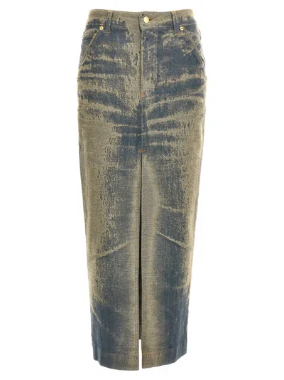 Darkpark Blue Erika Jacquard Denim Midi Skirt