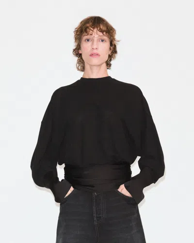 Darkpark Cleo Draped Cotton Top In Black