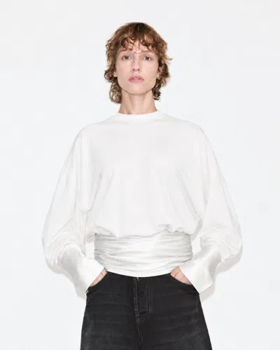 Darkpark Cleo Draped Cotton Top In White