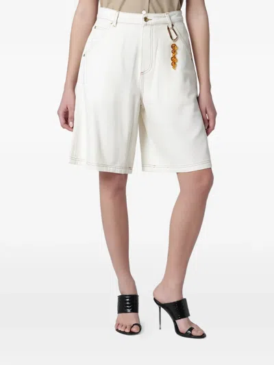 Darkpark Cotton Bermuda Shorts Belt Loops Pockets Charm In Neutral