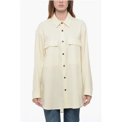 Darkpark Cool Wool Shirt With Oversized Fit In Neutral