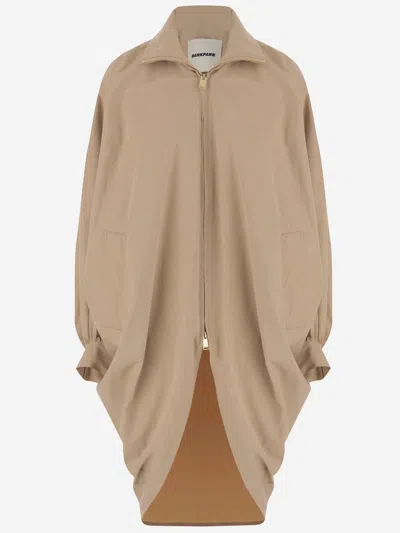 Darkpark Cotton And Lyocell Jacket With Curved Hem In Blue