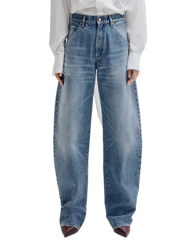 Darkpark Cotton Barrel Leg Jeans In Blue