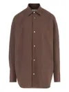 Darkpark Oversized Shirt In Stretch Cotton Blend In Brown
