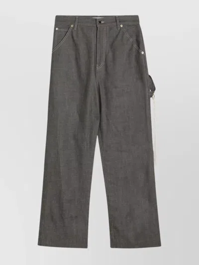 Darkpark Cotton Lisa Trousers Chain Detail In Gray