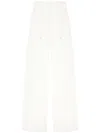 Darkpark Cotton Trousers With Drawstring And Wide Leg In Weiss