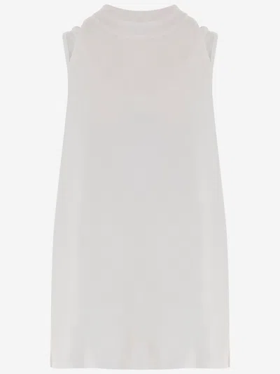 Darkpark Cotton Tank Top With Fitted Underlay In White