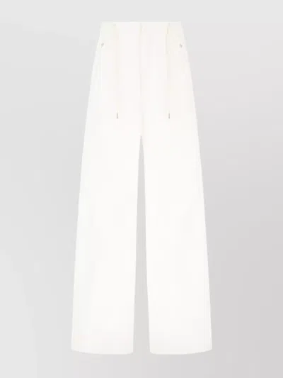 Darkpark Cotton Trousers With Drawstring And Wide Leg In White
