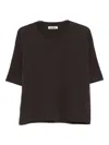 Darkpark Cropped Short-sleeve T-shirt With Round Neckline In Brown