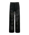 Darkpark Crystal-stitched Holey Wide-leg Pants In Black