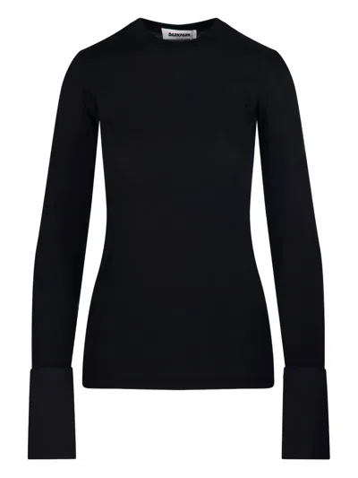 Darkpark Nora Shirt Cuff Long Sleeve Crewneck Top In Black